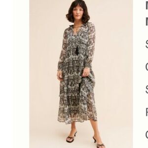 Anthropologie Marais Chiffon Maxi Dress in Black